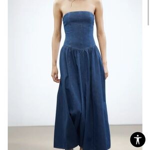 Zara Drop Waist Denim Strapless Sundress
